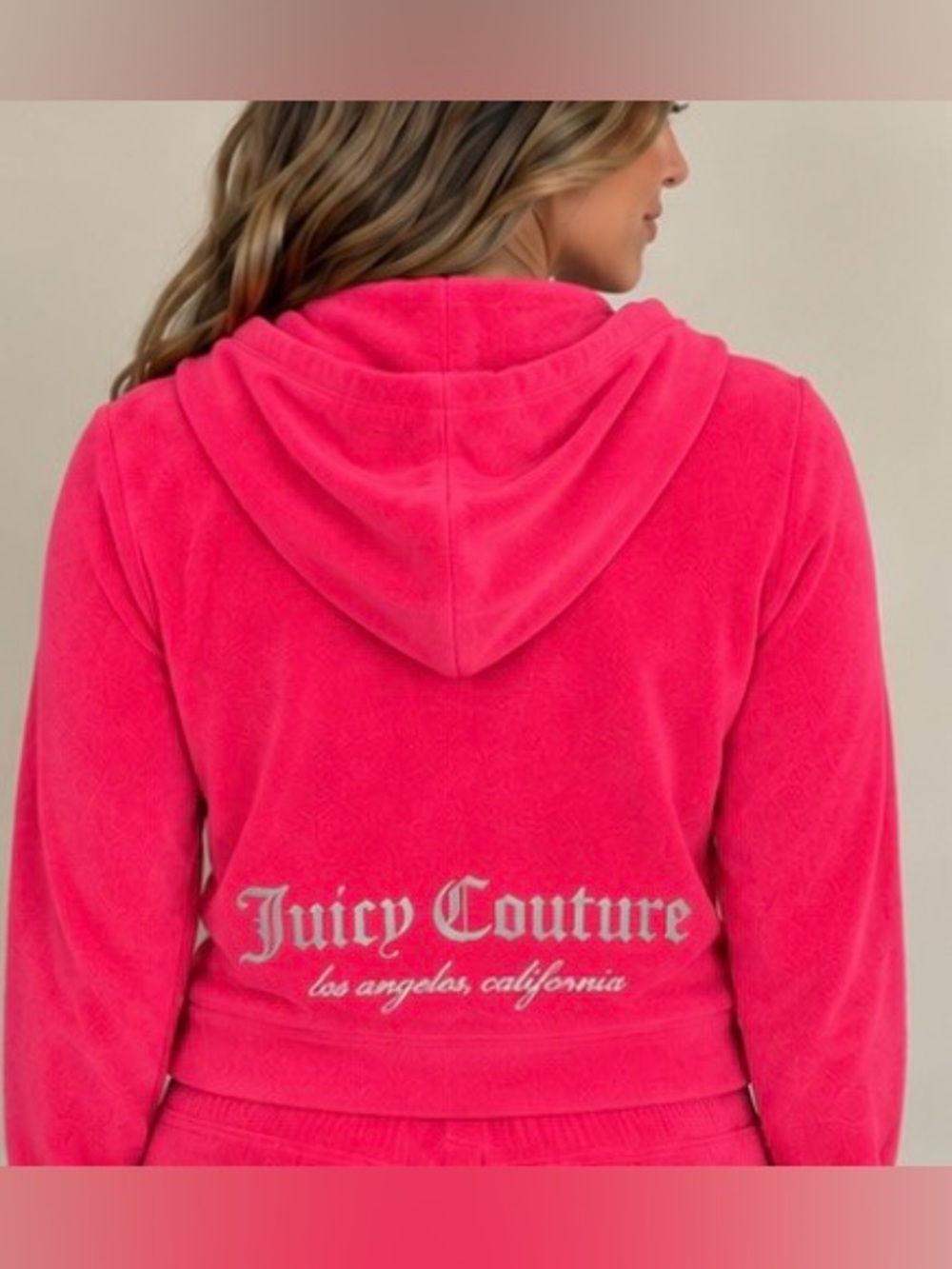 Juicy Couture Bright Pink Velour Track Pants & Hoodie Set